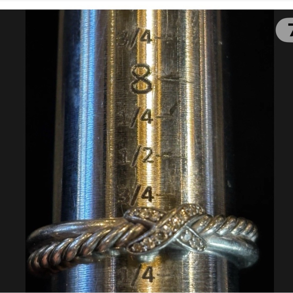 David Yurman Sterling Silver X Ring with Diamonds - Picture 2 of 5